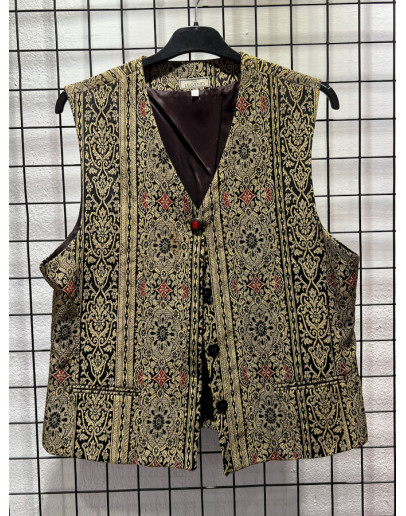 Vintage vest with shiny embroidery L