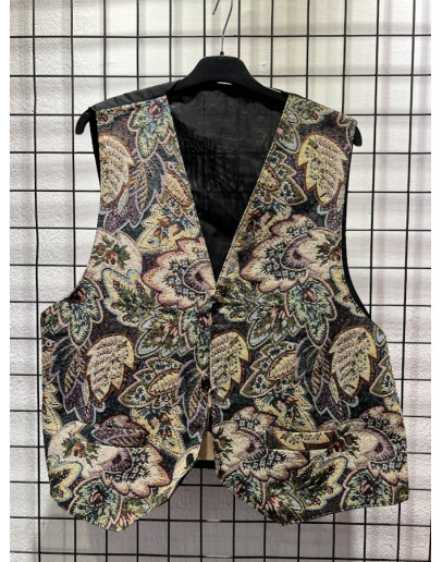 Vintage μπροκάρ γιλέκο XXL 