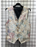 Vintage floral vest with embroidery L