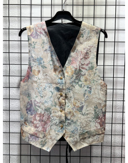 Vintage floral vest with embroidery L