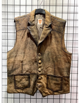 Vintage unisex leather vest L