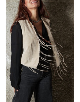 Vintage suede γιλέκο με κρόσια