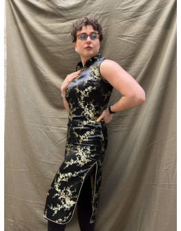 Vintage μεταξωτό Qipao φόρεμα S