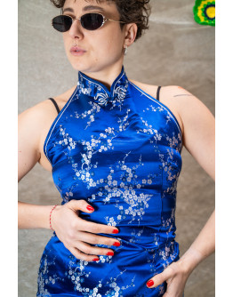 Vintage μεταξωτό Qipao φόρεμα S