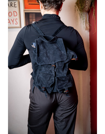Vintage suede δερμάτινη τσάντα backpack