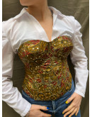 Vintage Corset with embroidery details S