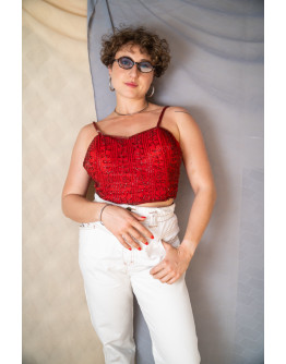 Vintage Y2K top με κεντημένες χάντρες 