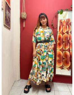 Vintage εμπριμέ φόρεμα XXL