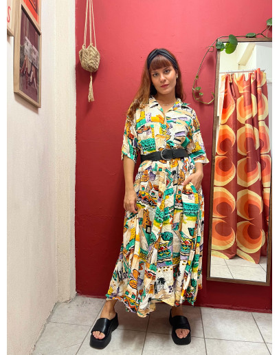 Vintage εμπριμέ φόρεμα XXL