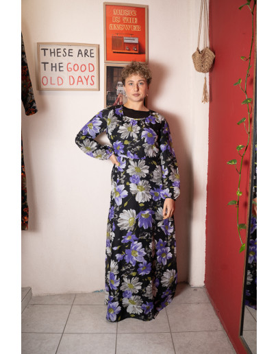 Vintage 70s maxi φλοράλ φόρεμα L