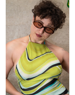 Vintage Υ2Κ μεταξωτό εμπριμέ φόρεμα S