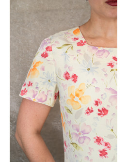 Vintage μεταξωτό φλοράλ φόρεμα L