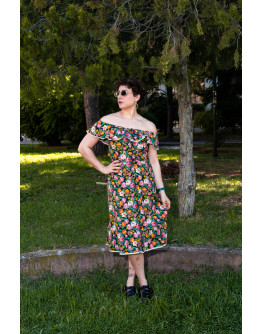 Vintage 90's midi floral dress Μ