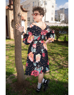 Vintage 90's midi floral dress L