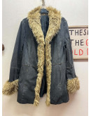 Vintage denim jacket με faux fur L