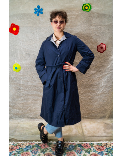 Vintage μπλε καμπαρτίνα S