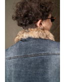 Vintage denim jacket με faux fur επένδυση M