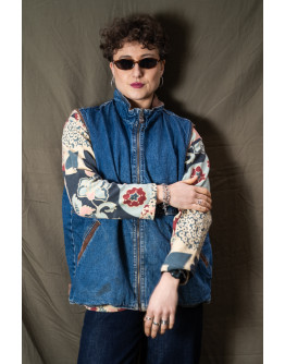 Vintage unisex αμάνικο denim jacket με φόδρα L