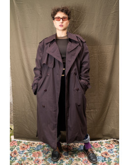 Vintage καφέ καμπαρτίνα με επένδυση M