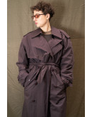 Vintage καφέ καμπαρτίνα με επένδυση M