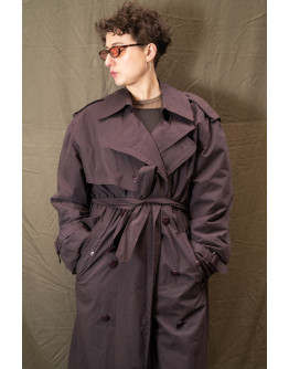 Vintage καφέ καμπαρτίνα με επένδυση M