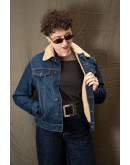 Vintage denim jacket με επένδυση S