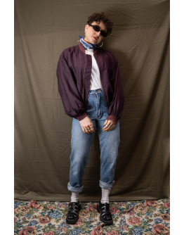 Vintage silk bomber light jacket M-L