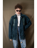 Vintage unisex bomber jacket with leather details L