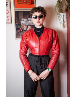 Vintage δερμάτινο μπολερό S