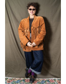 Vintage δερμάτινο τζάκετ με κρόσια L