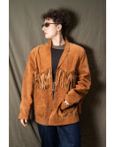 Vintage δερμάτινο τζάκετ με κρόσια L