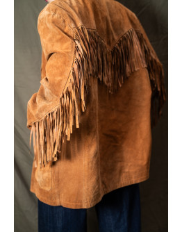 Vintage leather fringed jacket L