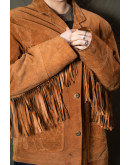 Vintage δερμάτινο τζάκετ με κρόσια L