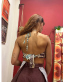 Μεταξωτό halter top διπλής όψης 