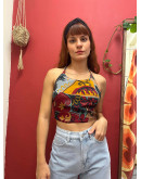 Μεταξωτό halter top διπλής όψης 