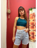 Μεταξωτό halter top διπλής όψης 