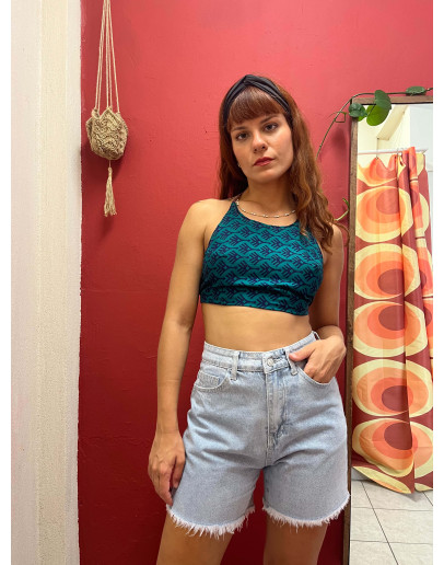 Μεταξωτό halter top διπλής όψης 