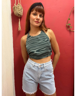 Μεταξωτό halter top διπλής όψης 
