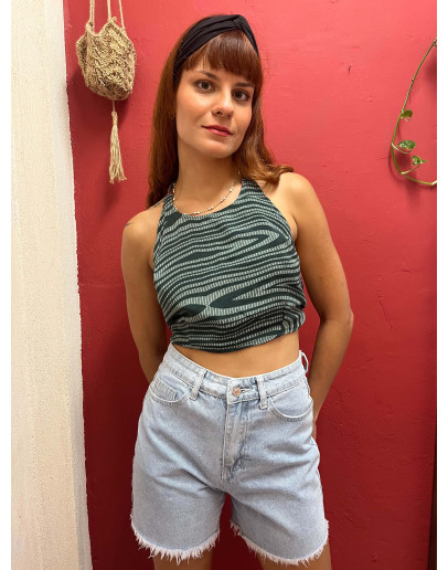 Μεταξωτό halter top διπλής όψης 