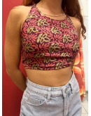 Μεταξωτό halter top διπλής όψης 
