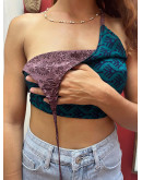 Μεταξωτό halter top διπλής όψης 
