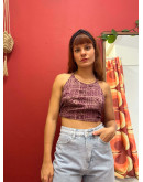 Μεταξωτό halter top διπλής όψης 
