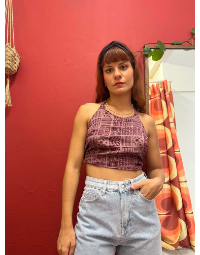 Μεταξωτό halter top διπλής όψης 