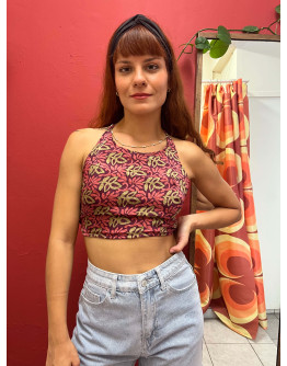 Μεταξωτό halter top διπλής όψης 