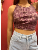 Μεταξωτό halter top διπλής όψης 