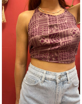 Μεταξωτό halter top διπλής όψης 