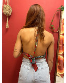 Μεταξωτό halter top διπλής όψης 