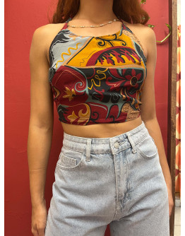 Μεταξωτό halter top διπλής όψης 