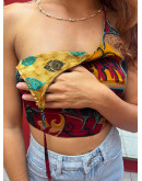 Μεταξωτό halter top διπλής όψης 
