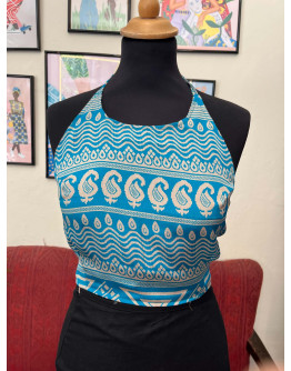Μεταξωτό halter top διπλής όψης 